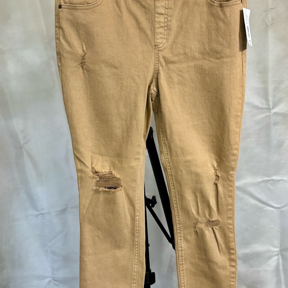 Westbound Straight Leg Pants in Tan with Distressed Knees